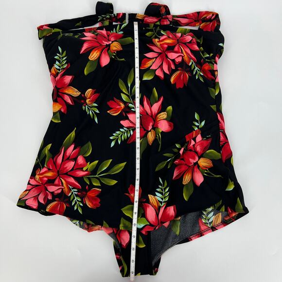 Swim 365 One Piece Swimsuit Black Red Floral Size 22W - Picture 9 of 12